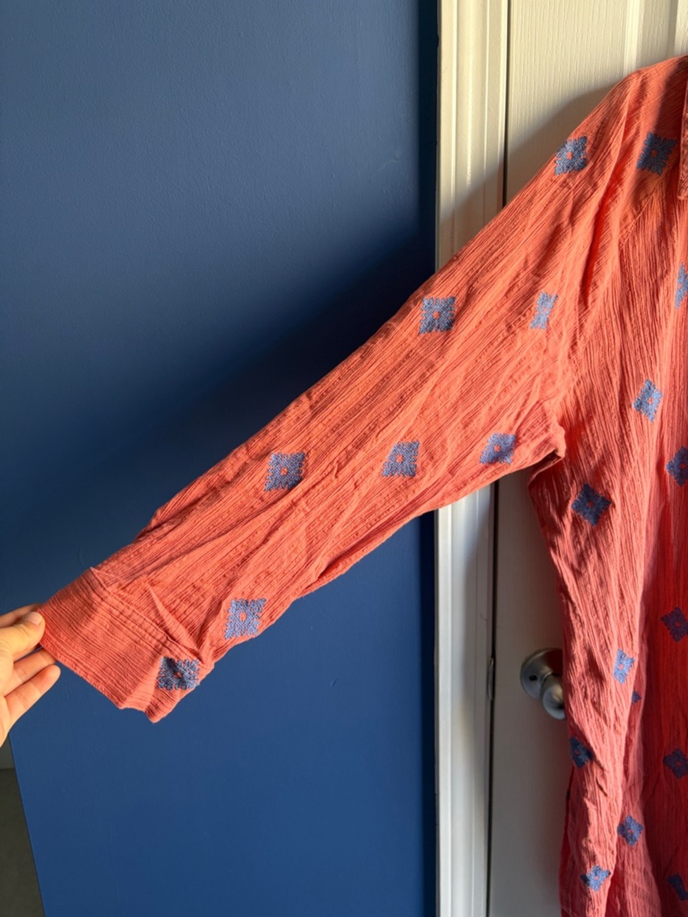 J. Jill Pure Jill Embroidered Shirtdress Size 3X in Coral Reef, Blue Lake - Picture 7 of 15